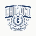 Chicago, Illinois vintage college print for t-shirt design.